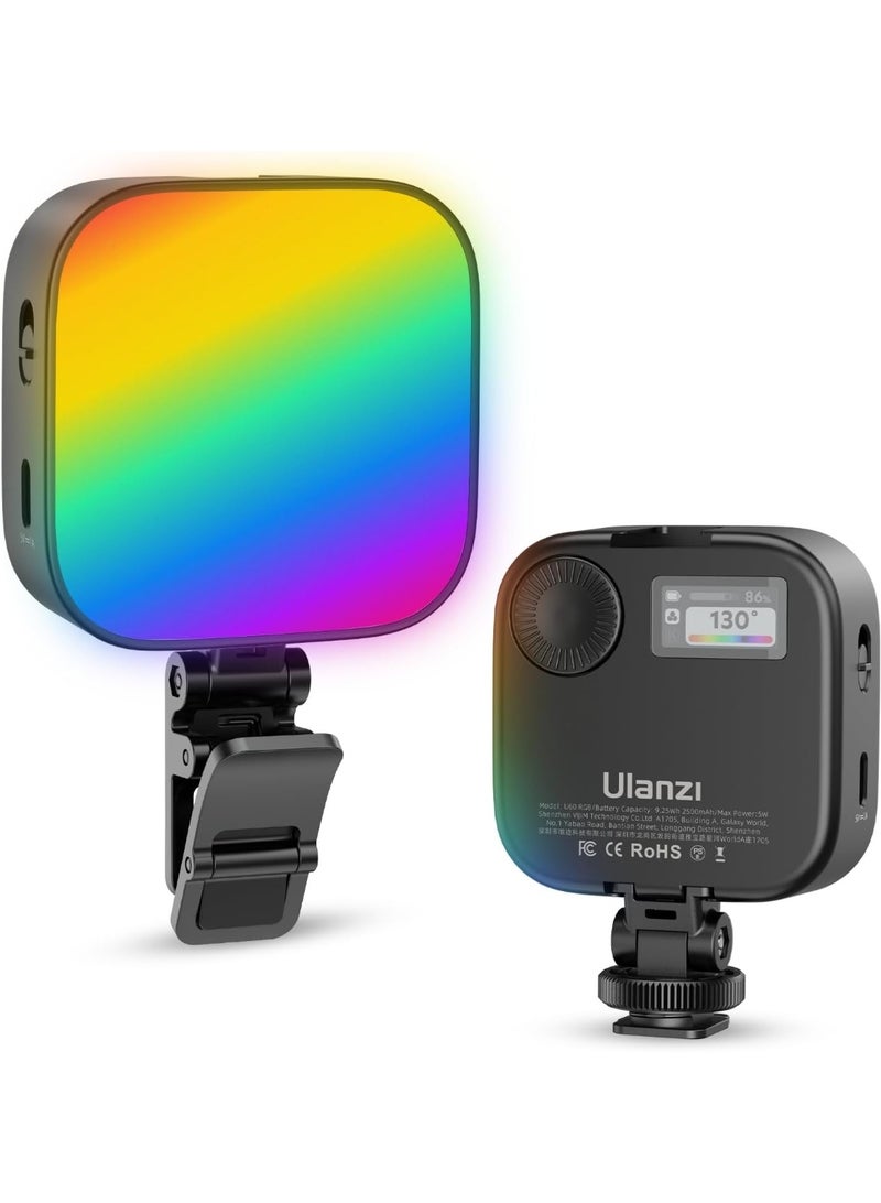 Ulanzi أضواء فيديو RGB U60 ضوء كاميرا LED أسود 360° إضاءة تصوير محمولة مع محول حذاء بارد سريع الإطلاق ومشبك، مصباح لوحة قابل للتعتيم 2500mAh قابل لإعادة الشحن CRI 95+ 2500-9000K - Image 1